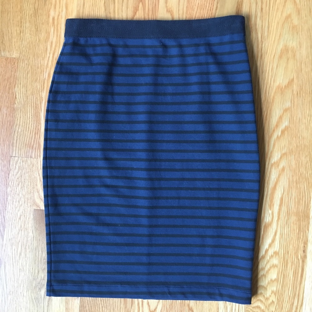Lou & Grey Blue Striped Pull On Pencil Skirt